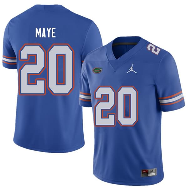 NCAA Florida Gators Marcus Maye Men's #20 Jordan Brand Royal Stitched Authentic College Football Jersey FKD6564EE